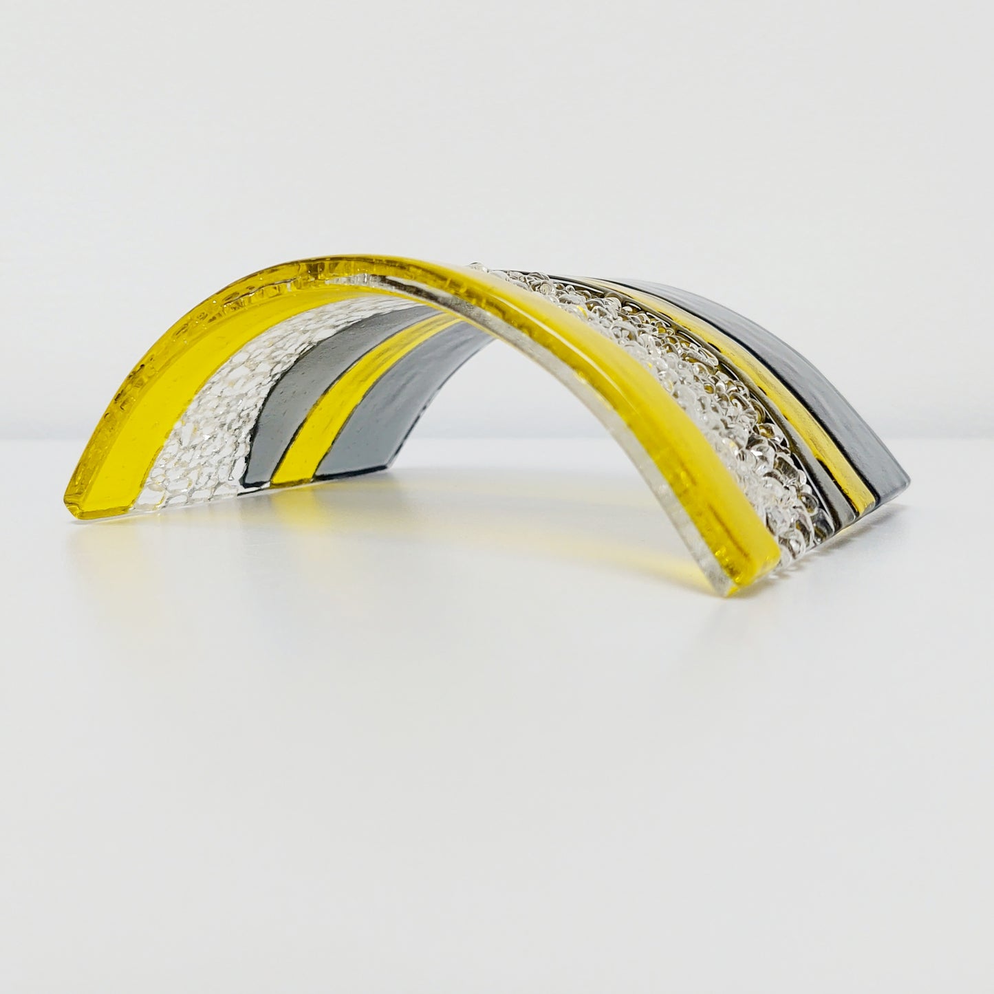 Yellow and Grey Glass Art Ornament Handcrafted in the Lake District
