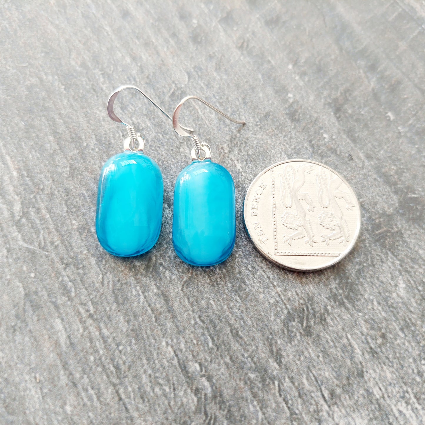 Turquoise Glass Drop Earrings