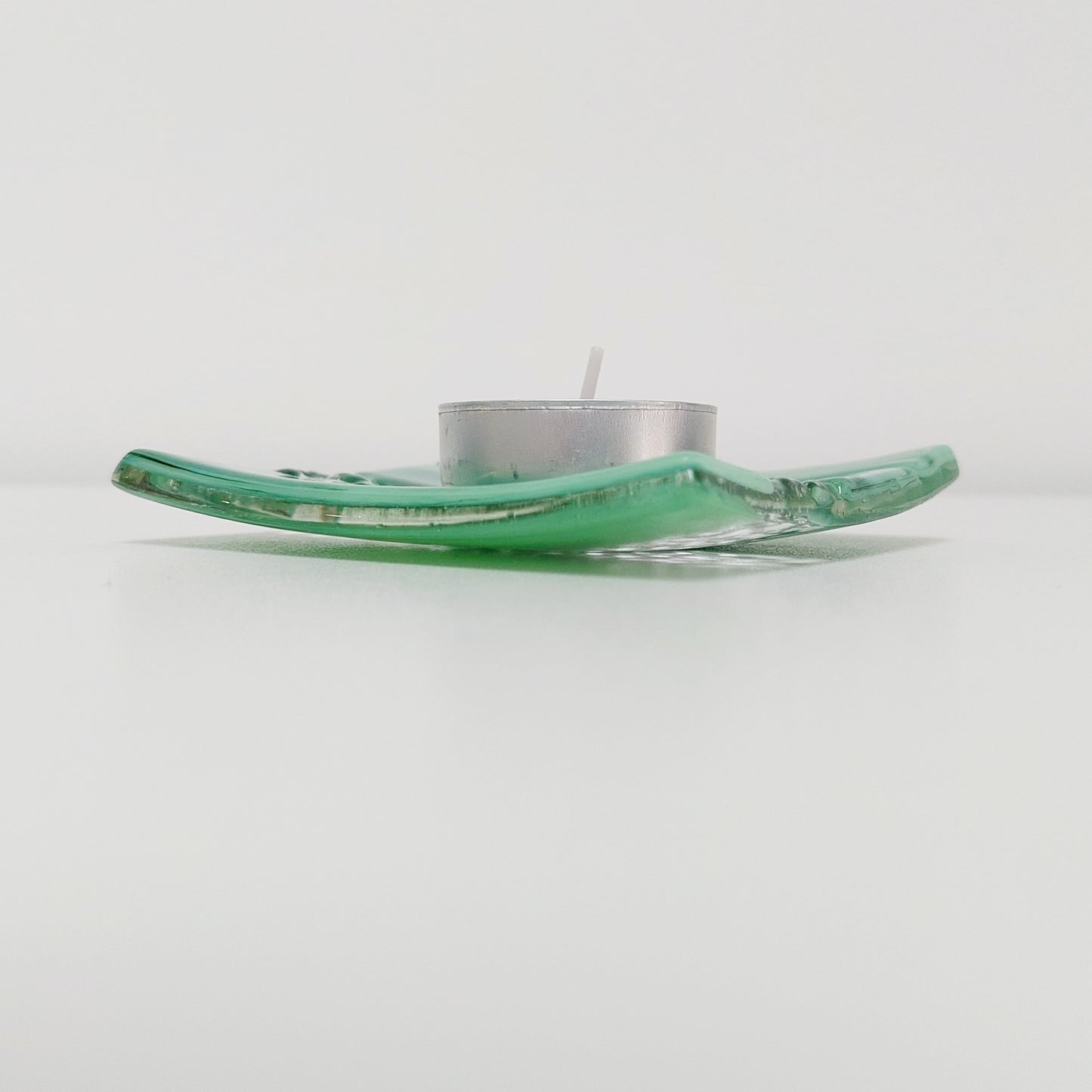 Spring in Grizedale Decorative Dish, Small Handmade Textured Green Glass Tray