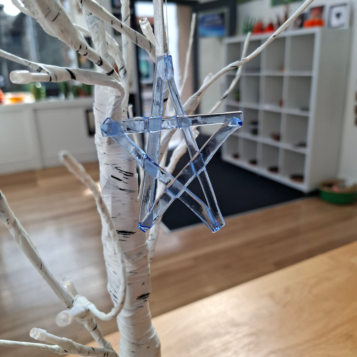 Handnade Pale Blue Glass Star | Christmas Tree Ornament
