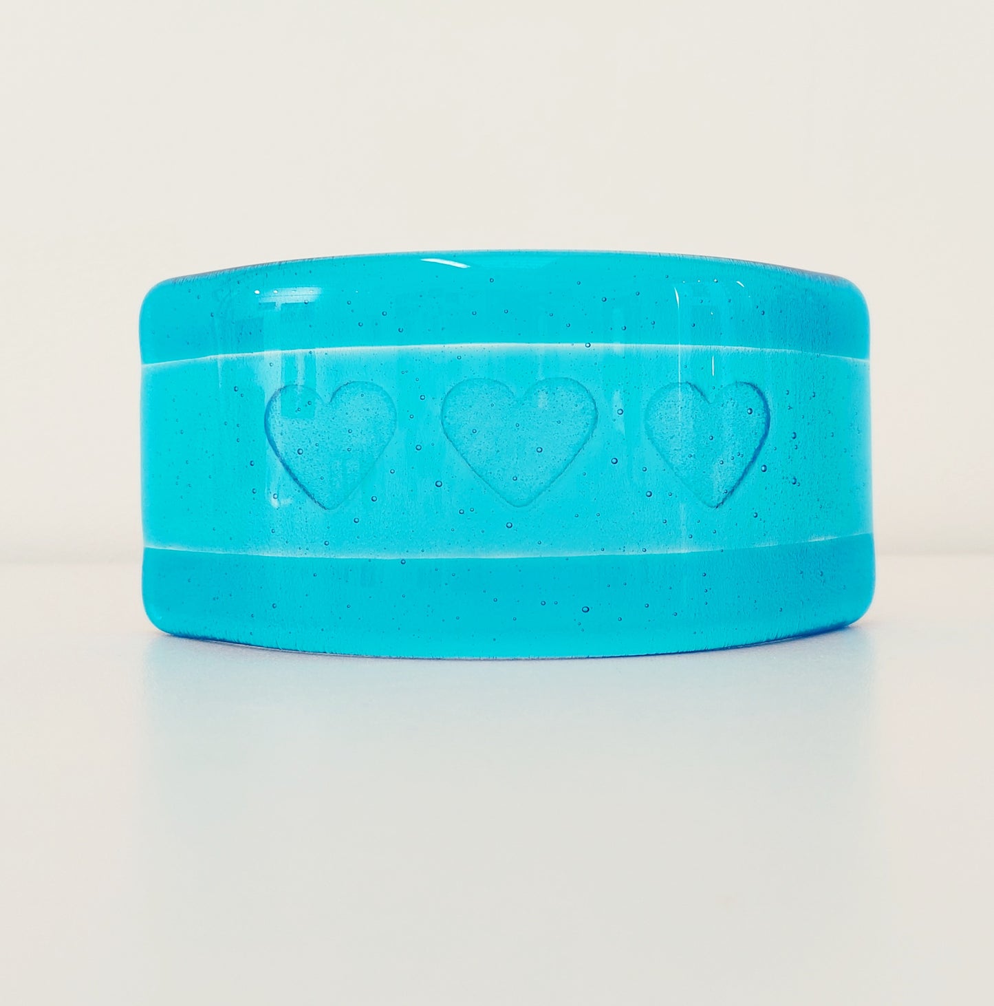 Small Turquoise Glass Heart Curve