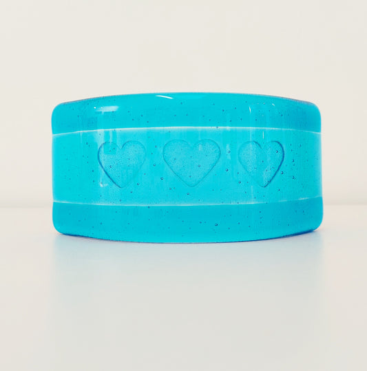 Small Turquoise Glass Heart Curve