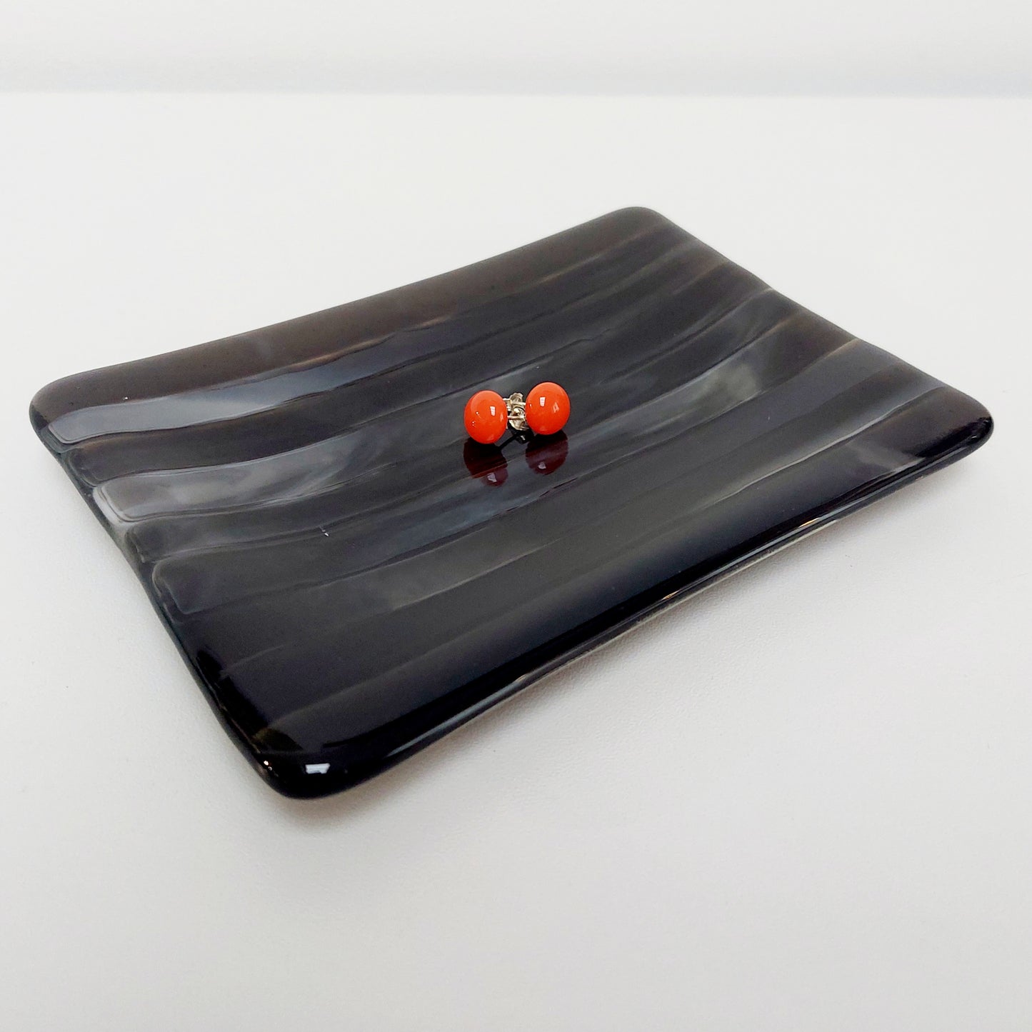 Stone Grey Glass Trinket Dish or Soap Tray