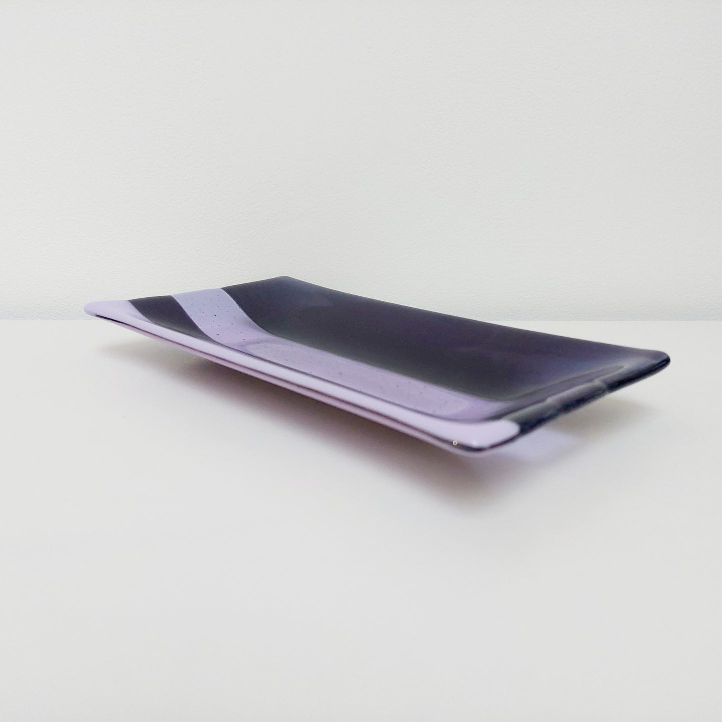 Midnight Glass Art Platter, Handmade Lilac and Purple Plate
