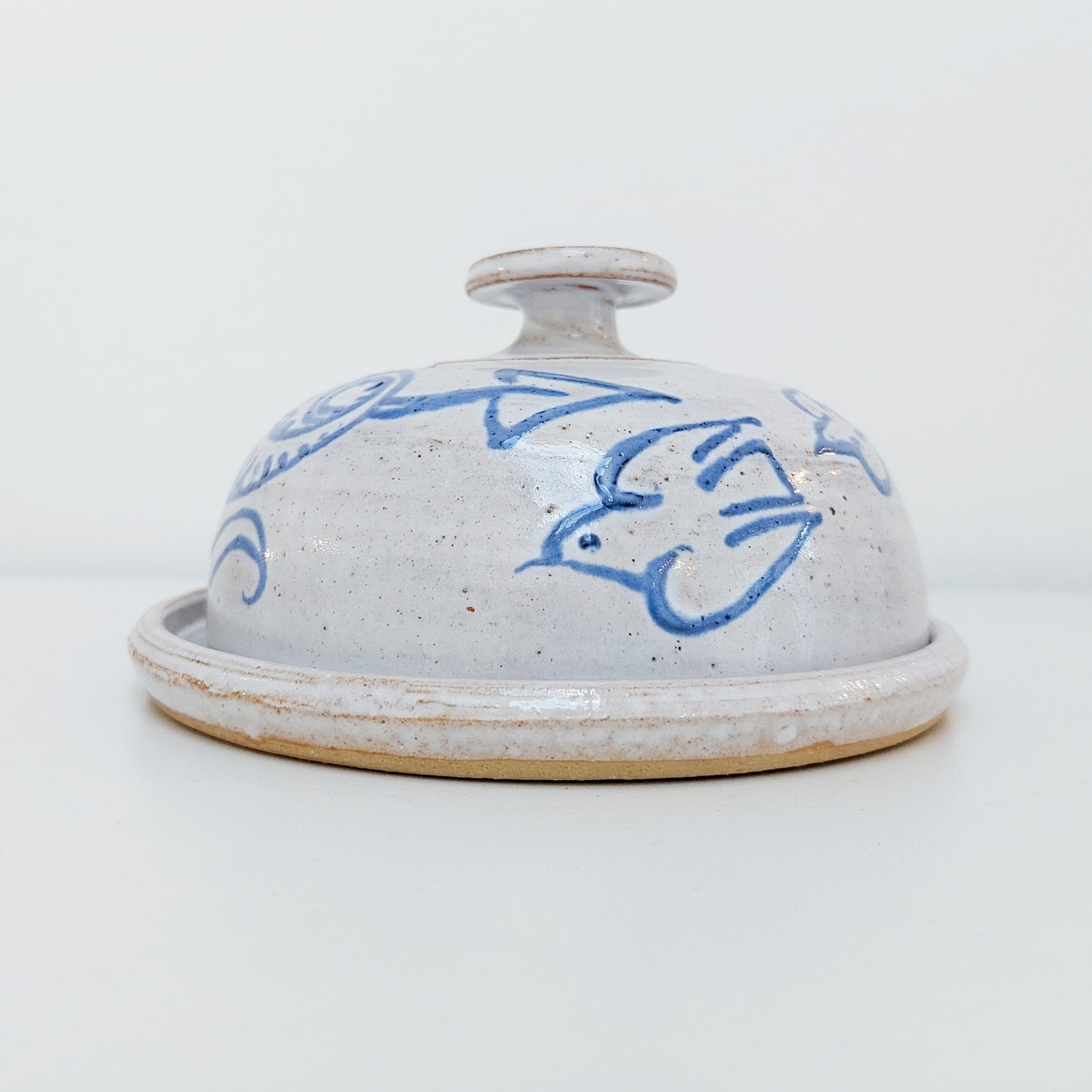 Blue & White Earthenware Cheese Cloche with a Dragon Motif