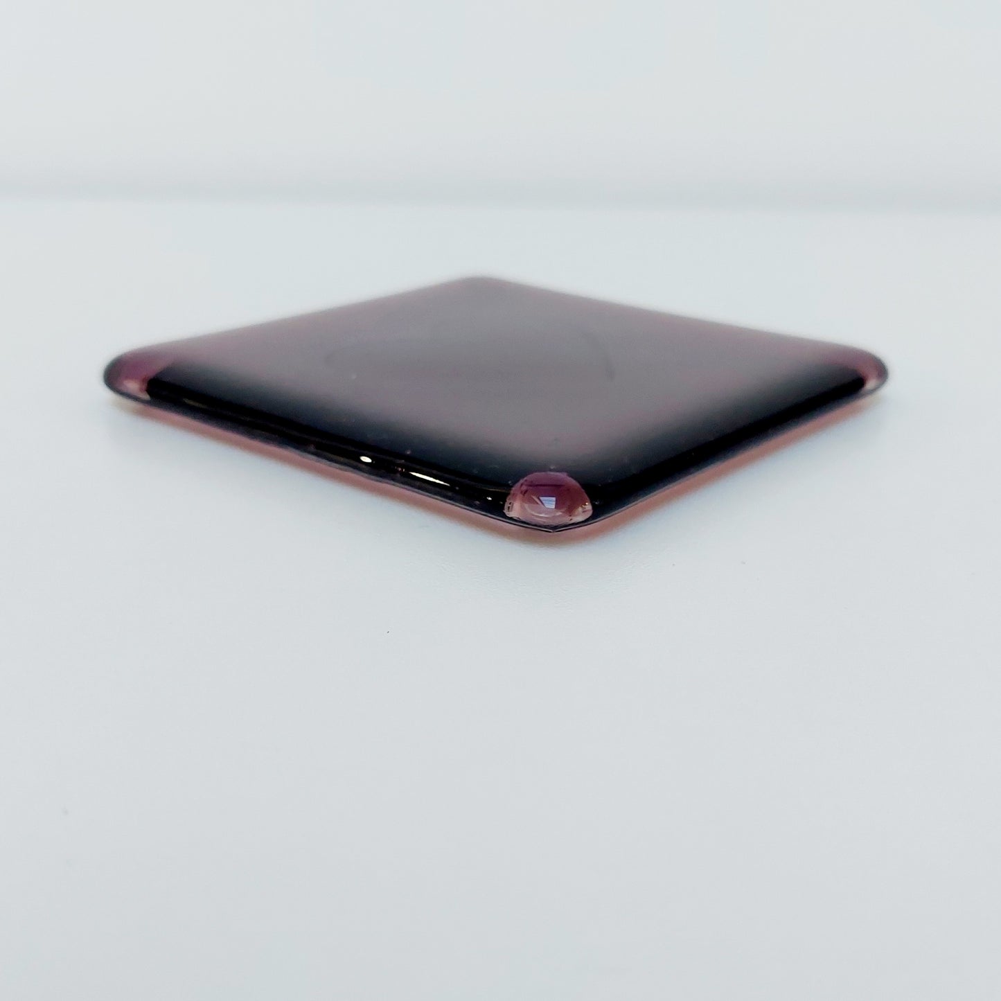 Plum Glass Coasters with a Kiln Carved Heart Design