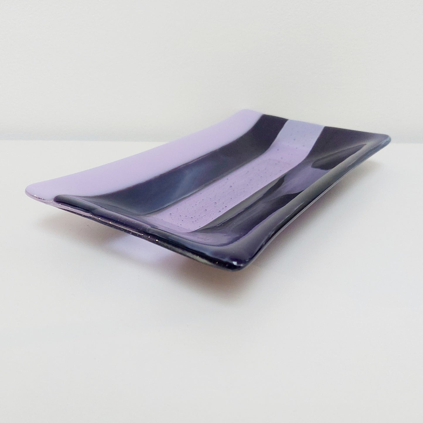 Midnight Glass Art Platter, Handmade Lilac and Purple Plate