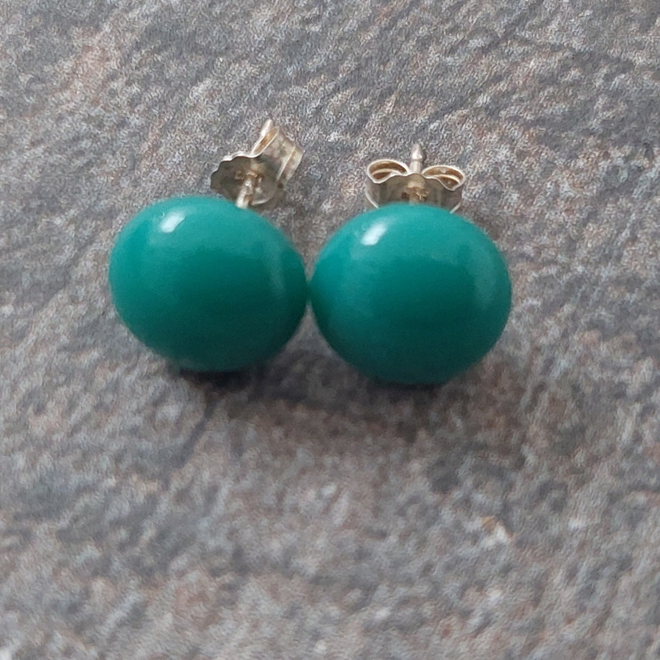 Teal Glass Stud Earrings with Sterling Silver Posts