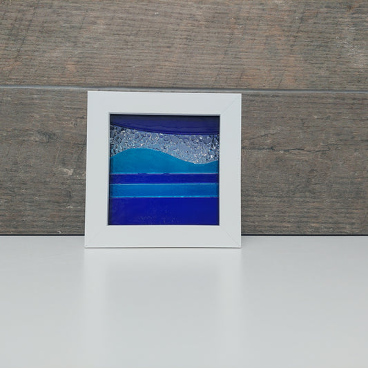 Framed Lake Windermere Glass Picture, Small Freestanding Fused Glass Picture