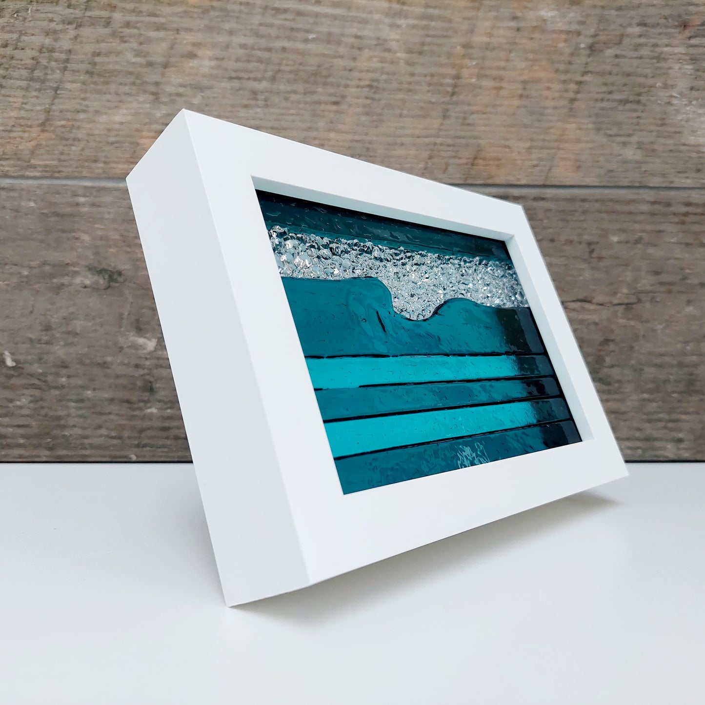 Handcrafted Teal & Aqua Framed Glass Picture - Lake District Inspired