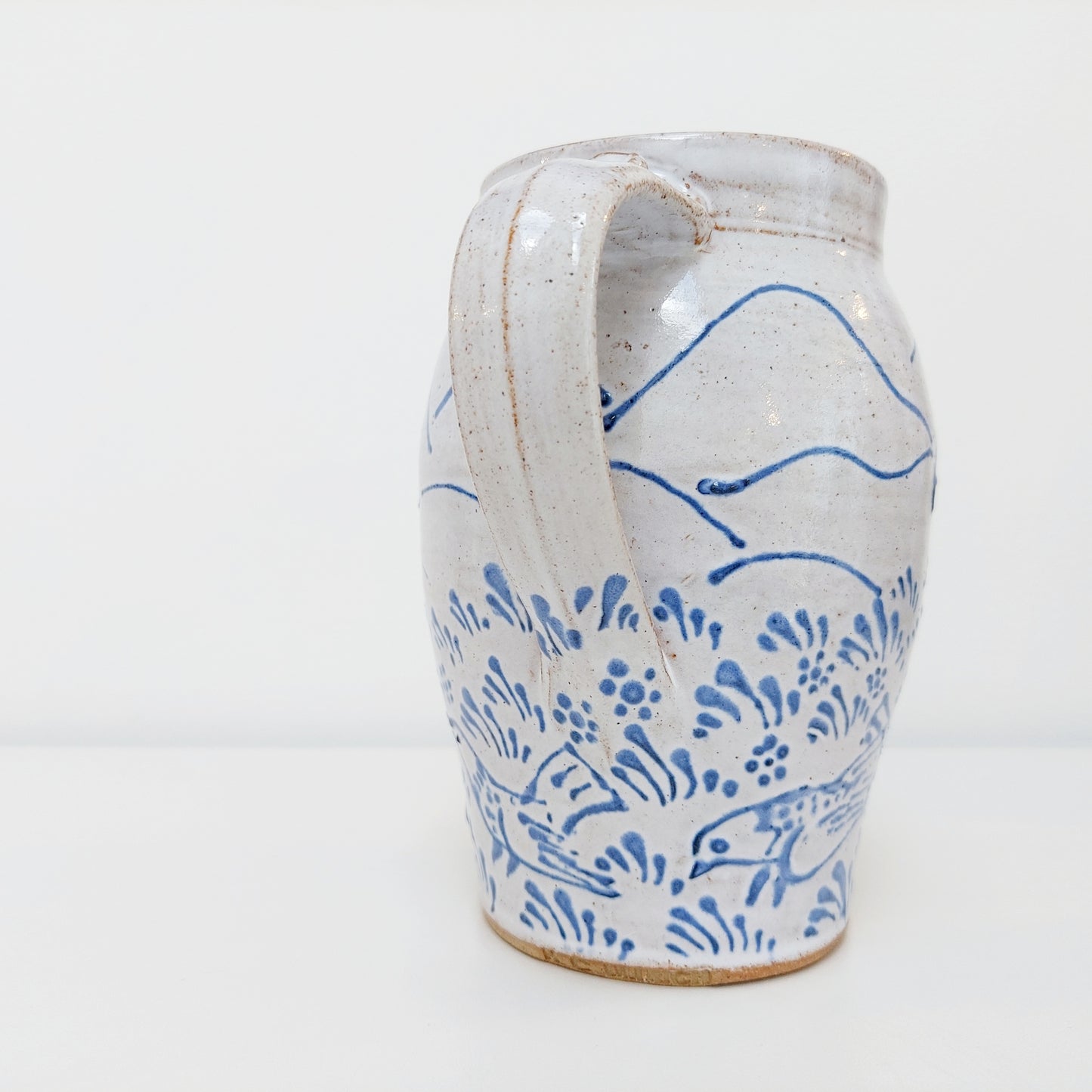 Blue & White Earthenware Jug with a Sheep Motif