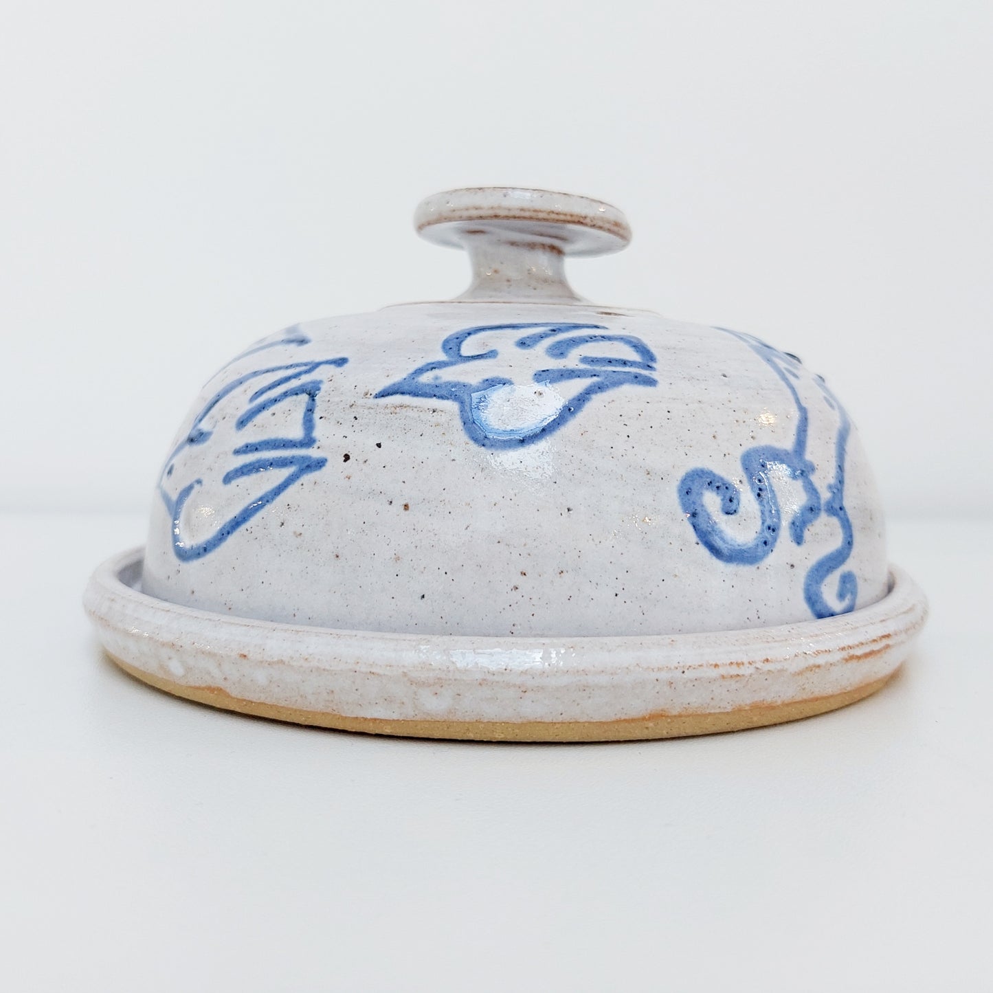 Blue & White Earthenware Cheese Cloche with a Dragon Motif