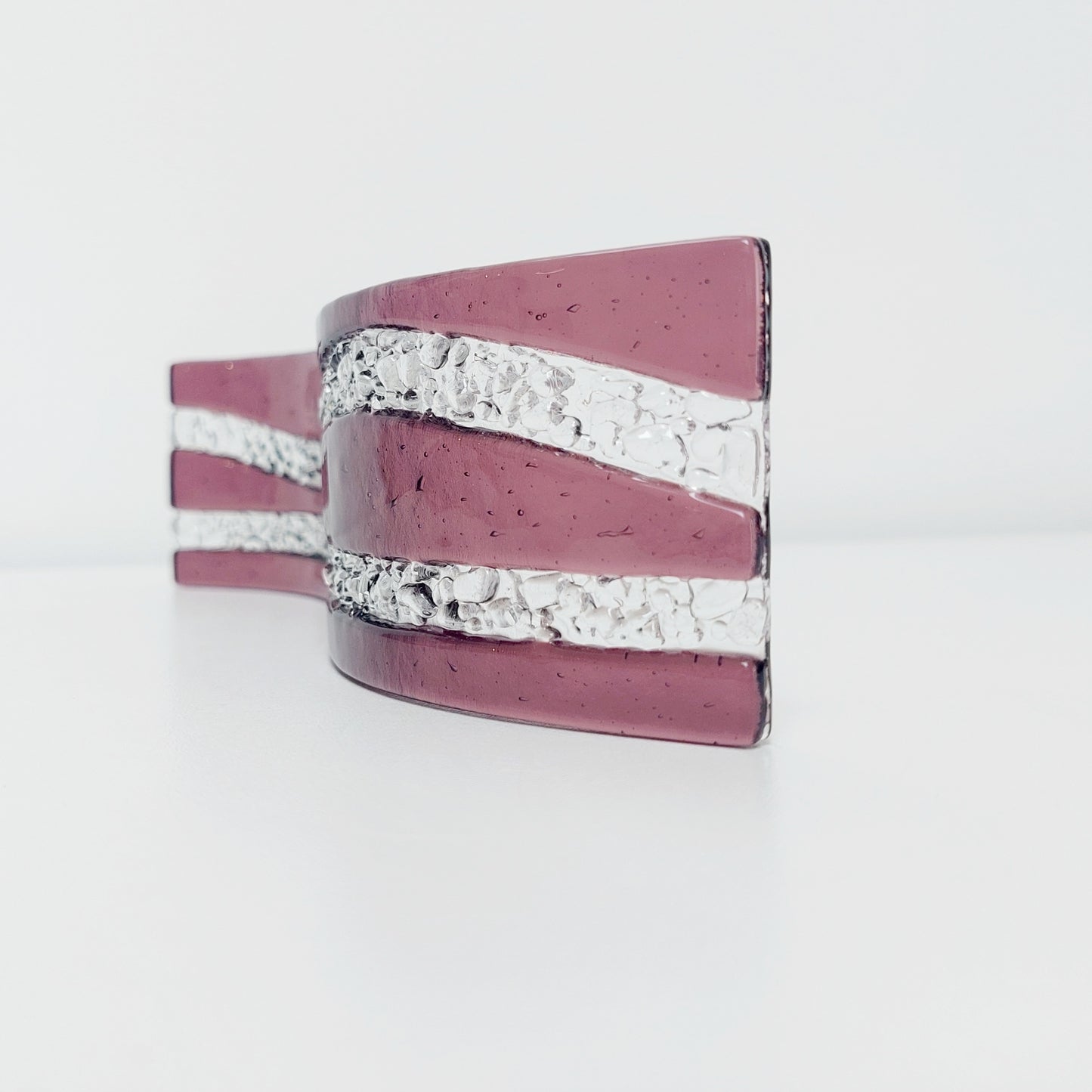 Plum Glass Art Wave, Contemporary Handmade Ornament