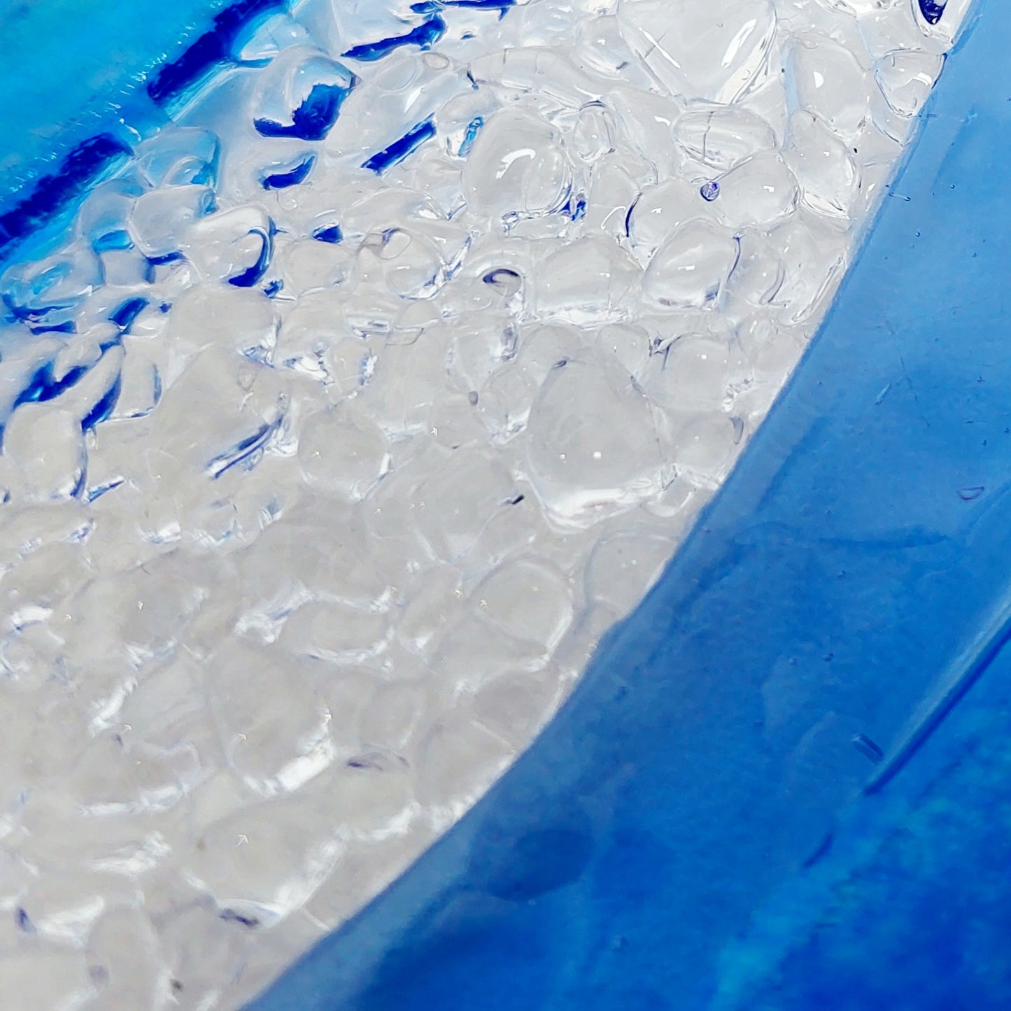 Sky Blue Glass Art Wave with Iridescent Royal Blue Accents