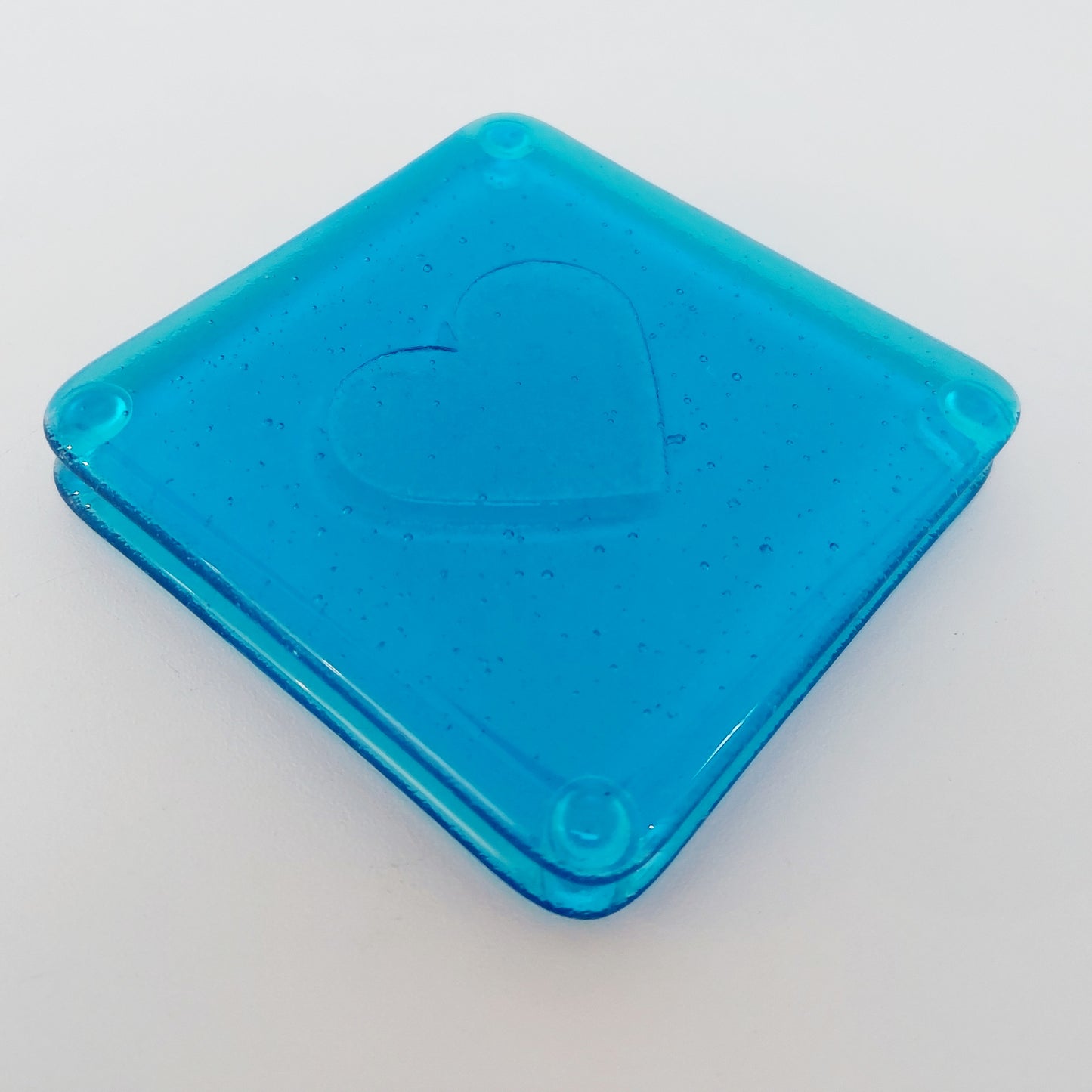 Turquoise Glass Heart Coaster
