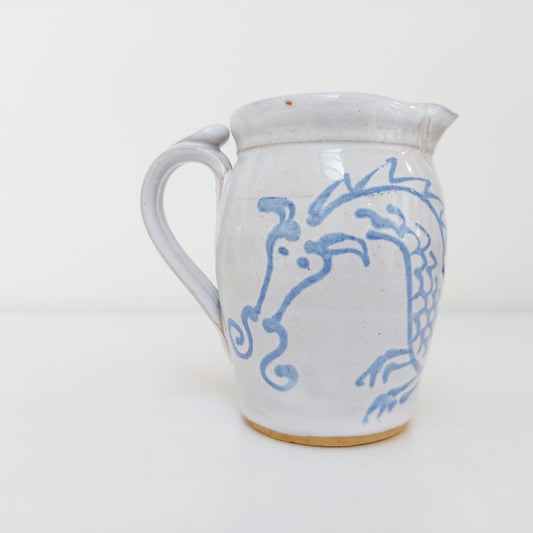 Blue & White Pottery Milk Jug with Dragon Motif