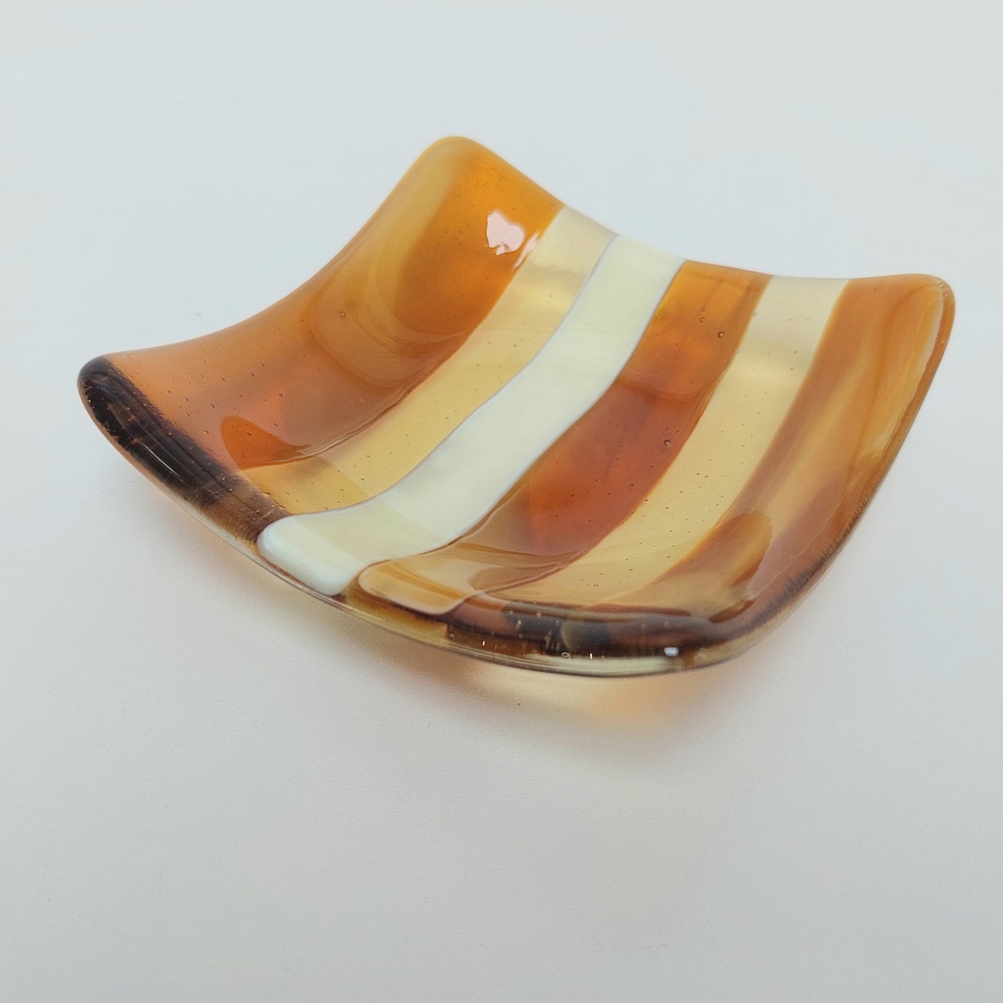 Amber Glass Art Trinket Dish