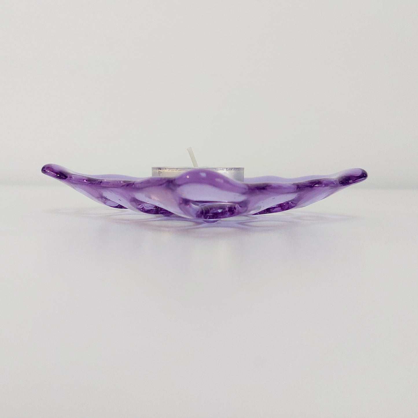 Handmade Lilac Glass Soap Dish with Holes