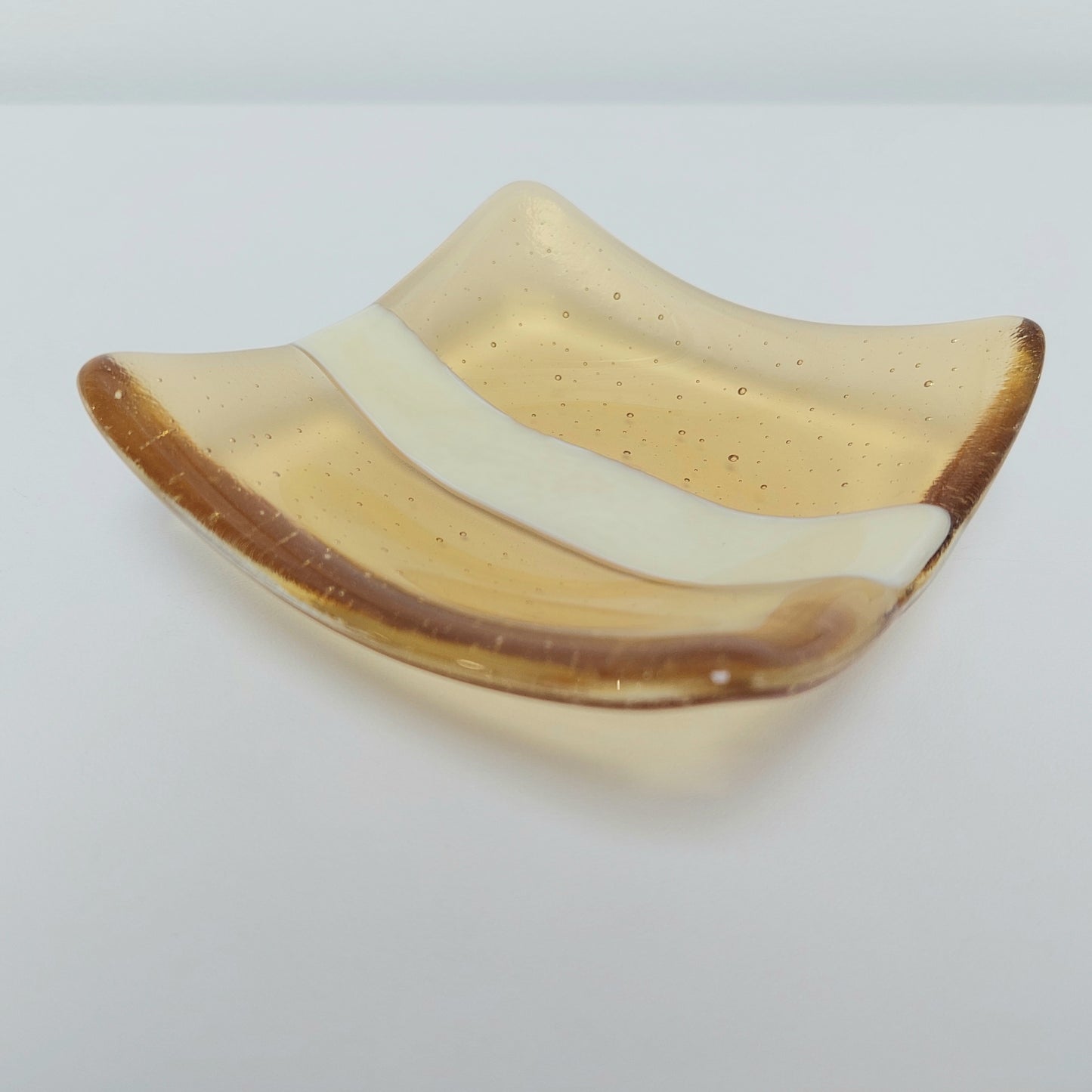 Amber Glass Art Trinket Dish