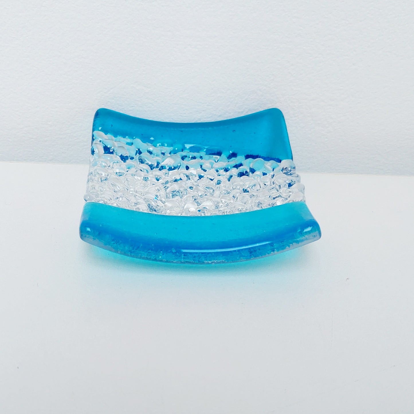 Textured Turquoise Glass Art Ring Bowl
