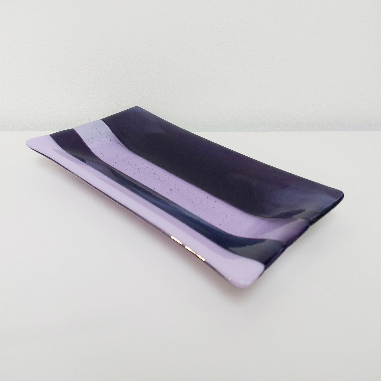 Midnight Glass Art Platter, Handmade Lilac and Purple Plate