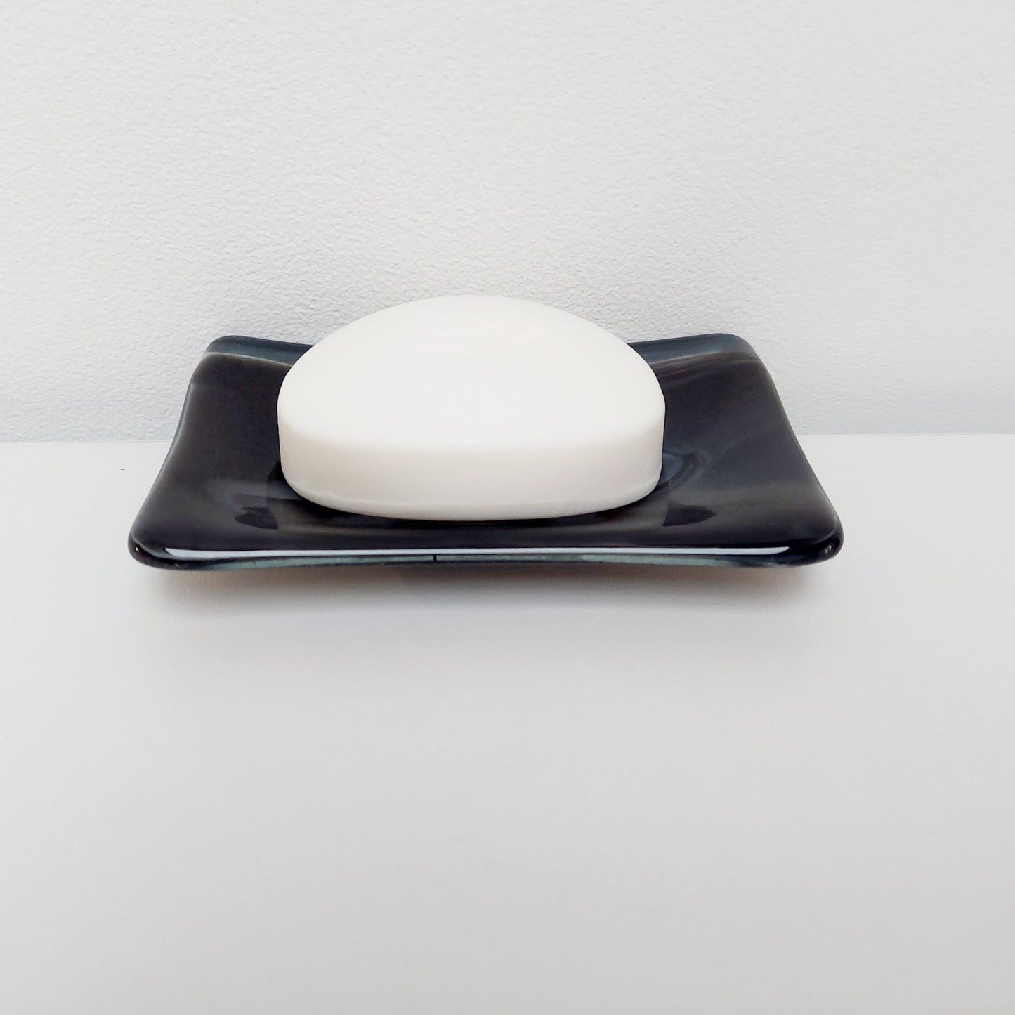 Artisan Grey Glass Soap Dish Handcrafted in the Lake District