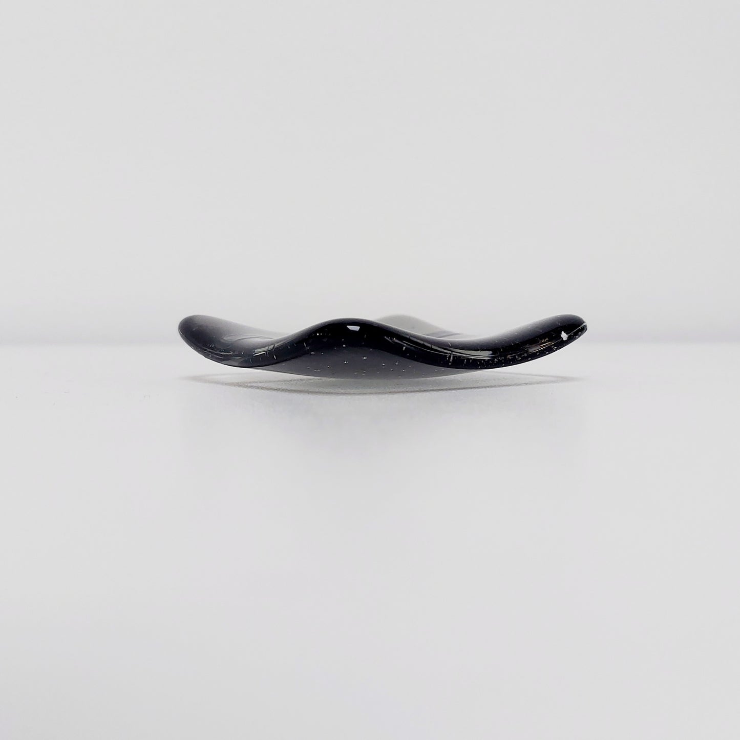 Artisan Grey Glass Ring Bowl, Small Handmade Trinket Dish