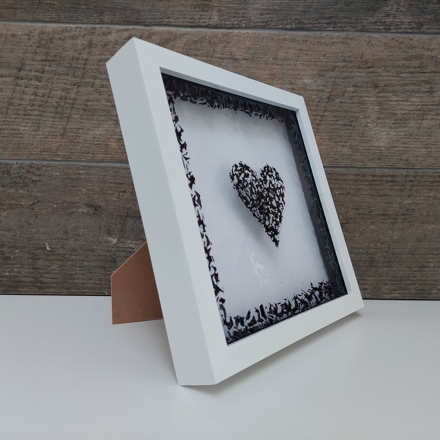 Black Glass Heart Framed Picture