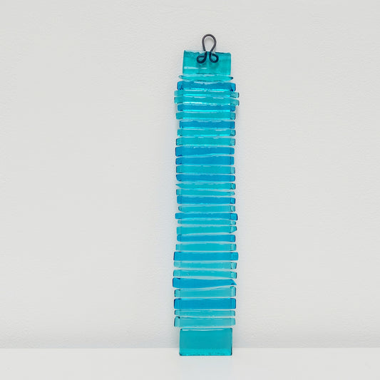 Aqua Turquoise Glass Wish Stick, Handmade Fused Glass Suncatcher