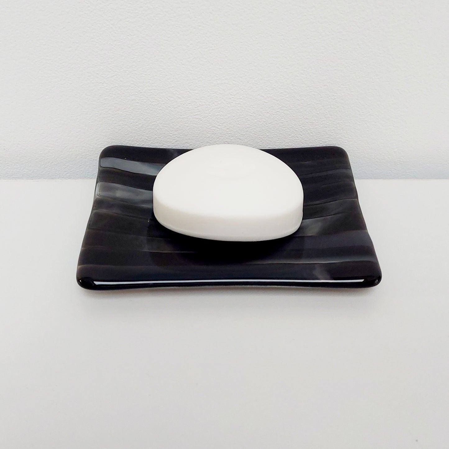 Stone Grey Glass Trinket Dish or Soap Tray