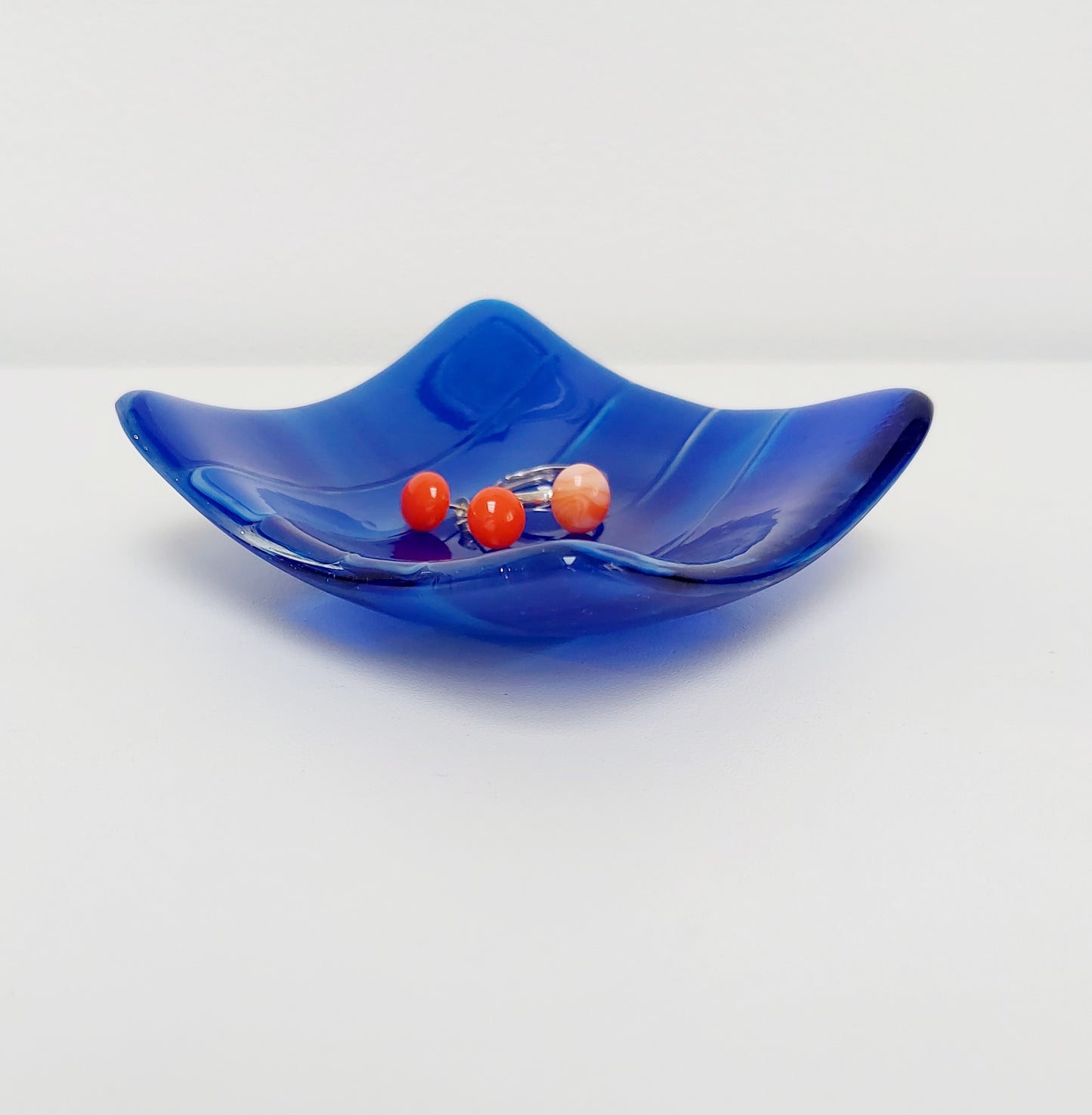 Blue Glass Art Trinket Bowl