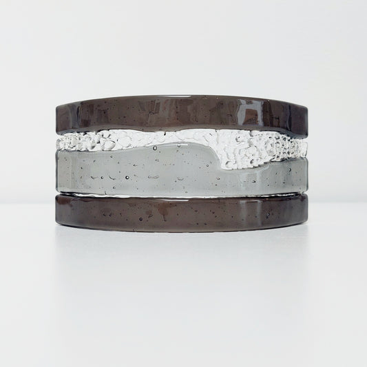 Charcoal & Silver Grey Glass Curve, Handcrafted Fused Glass Ornament