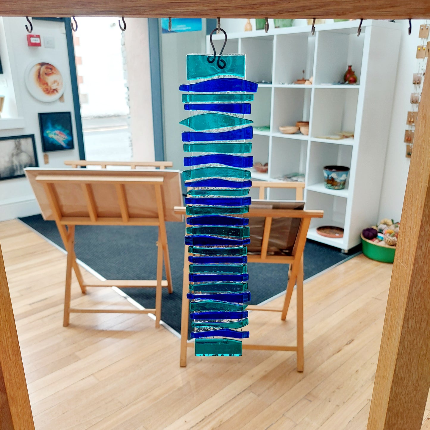 Teal and Blue Glass Suncatcher | Wall Hanging