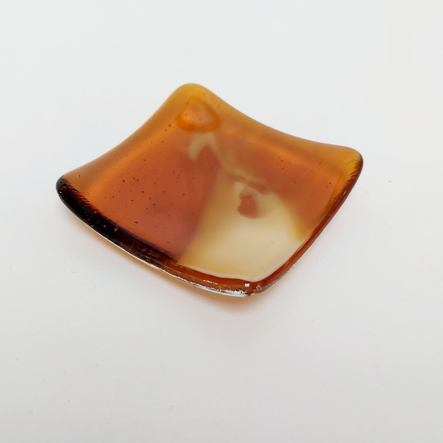 Amber Glass Art Ring Dish
