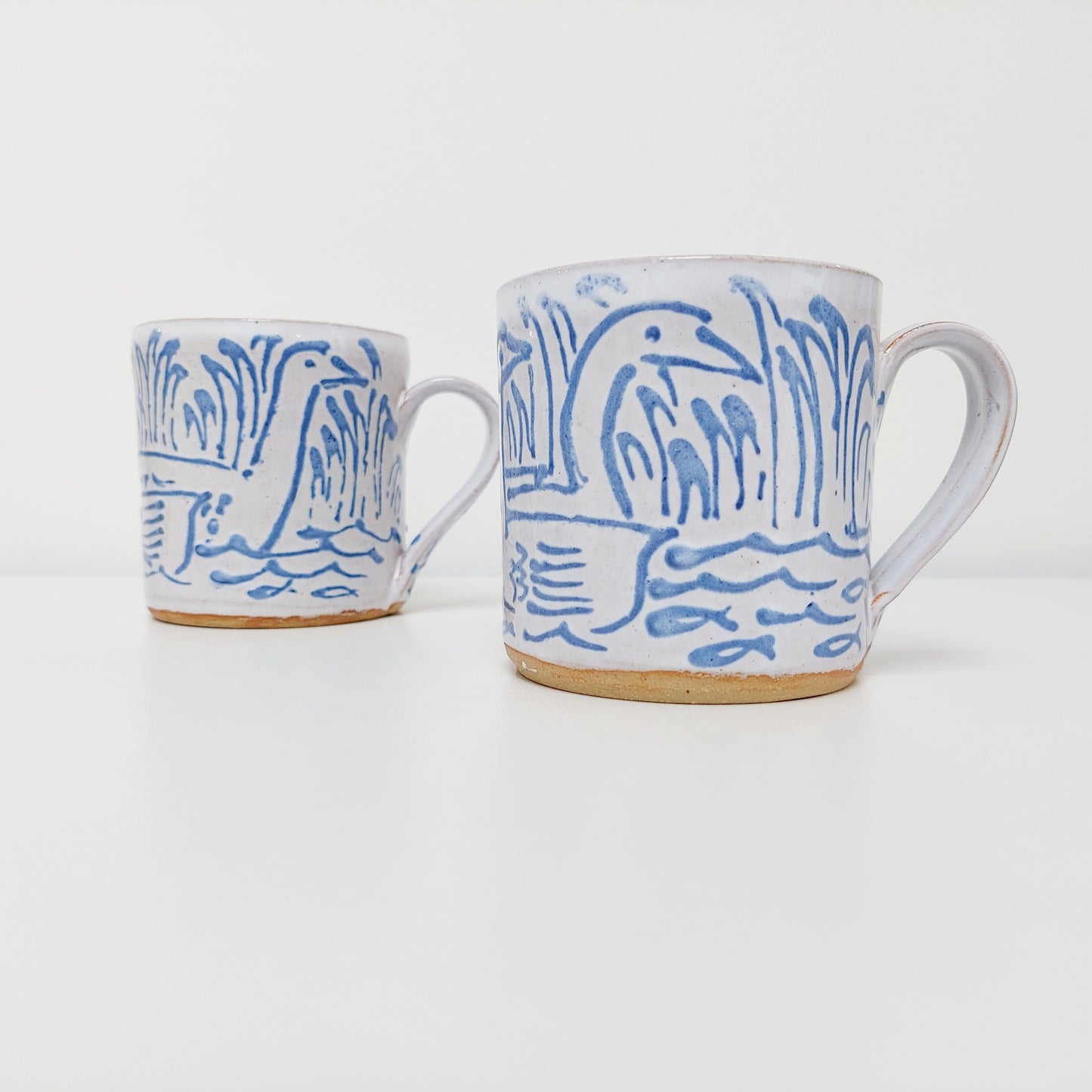 Handcrafted Earthenware Mug – Hans Ullrich | Blue & White Geese Design