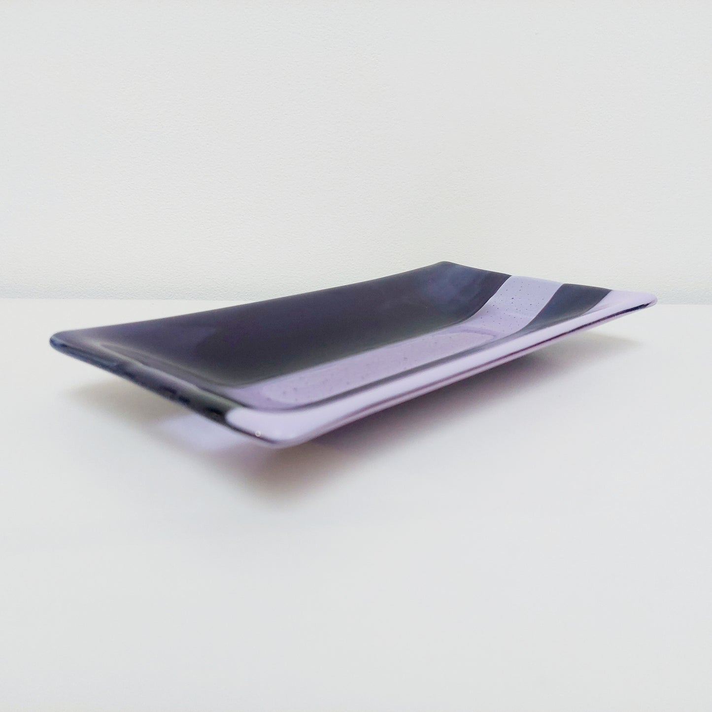 Midnight Glass Art Platter, Handmade Lilac and Purple Plate