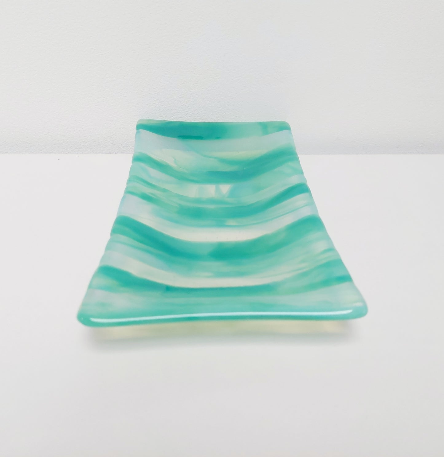 Rydal Water Glass Art Plate, Handcrafted Green Opaline Platter