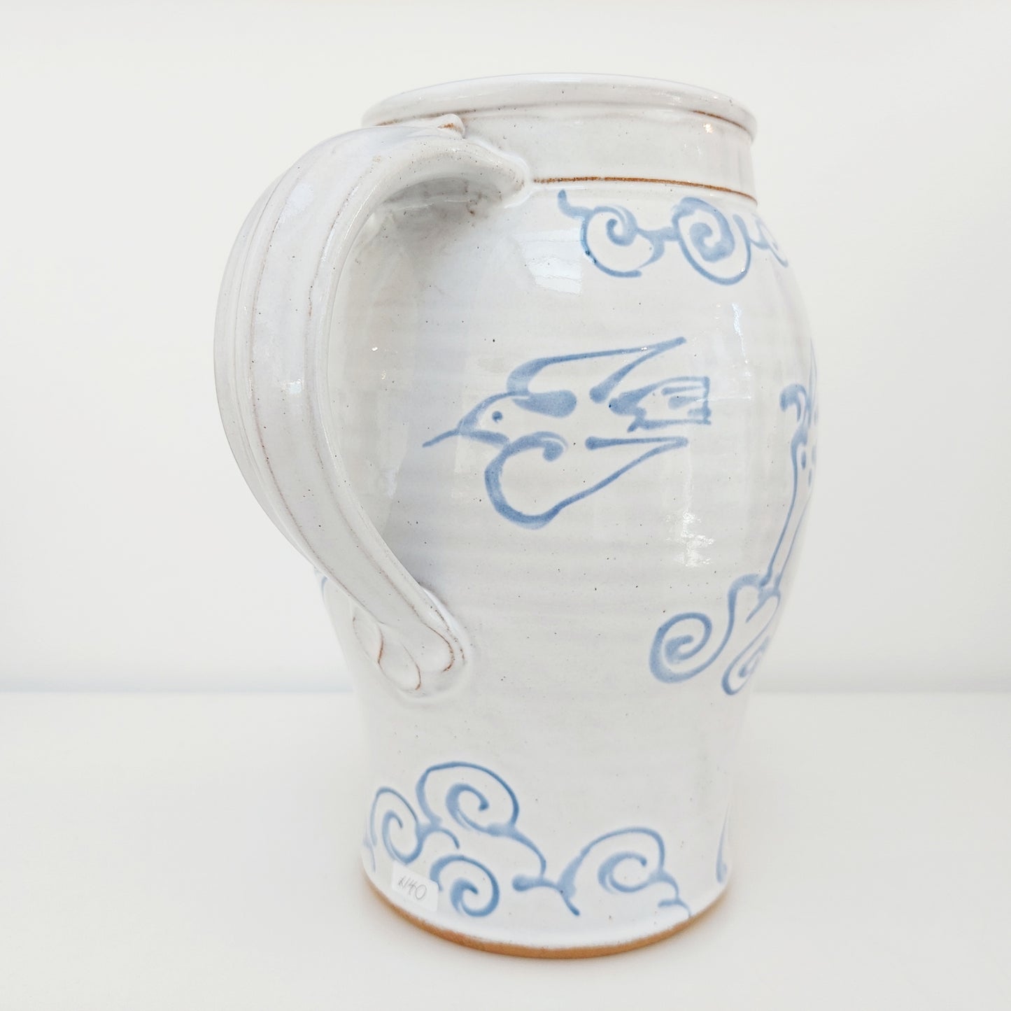 Large Blue & White Earthenware Jug with a Dragon Motif