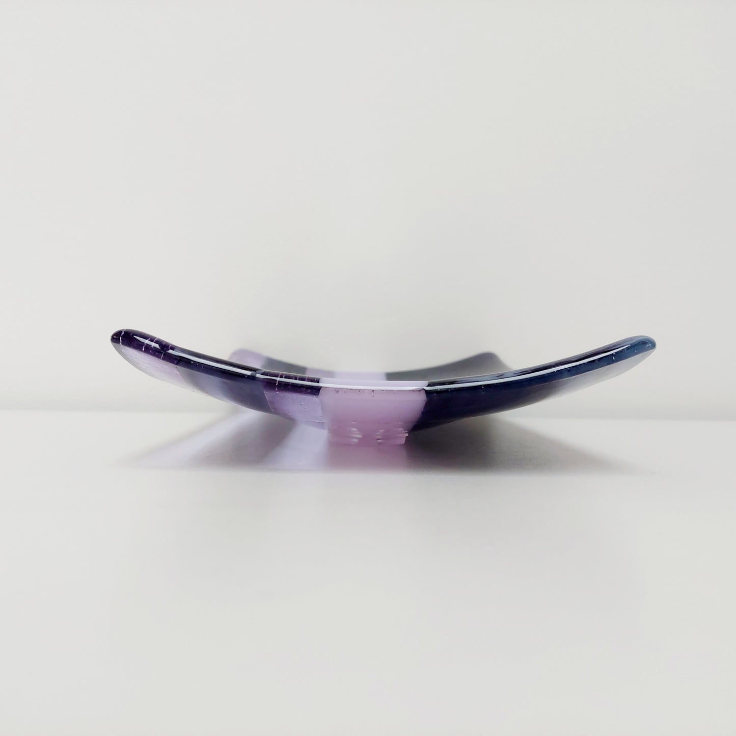 Midnight Glass Art Plate, Handmade Lilac and Purple Decorative Tray