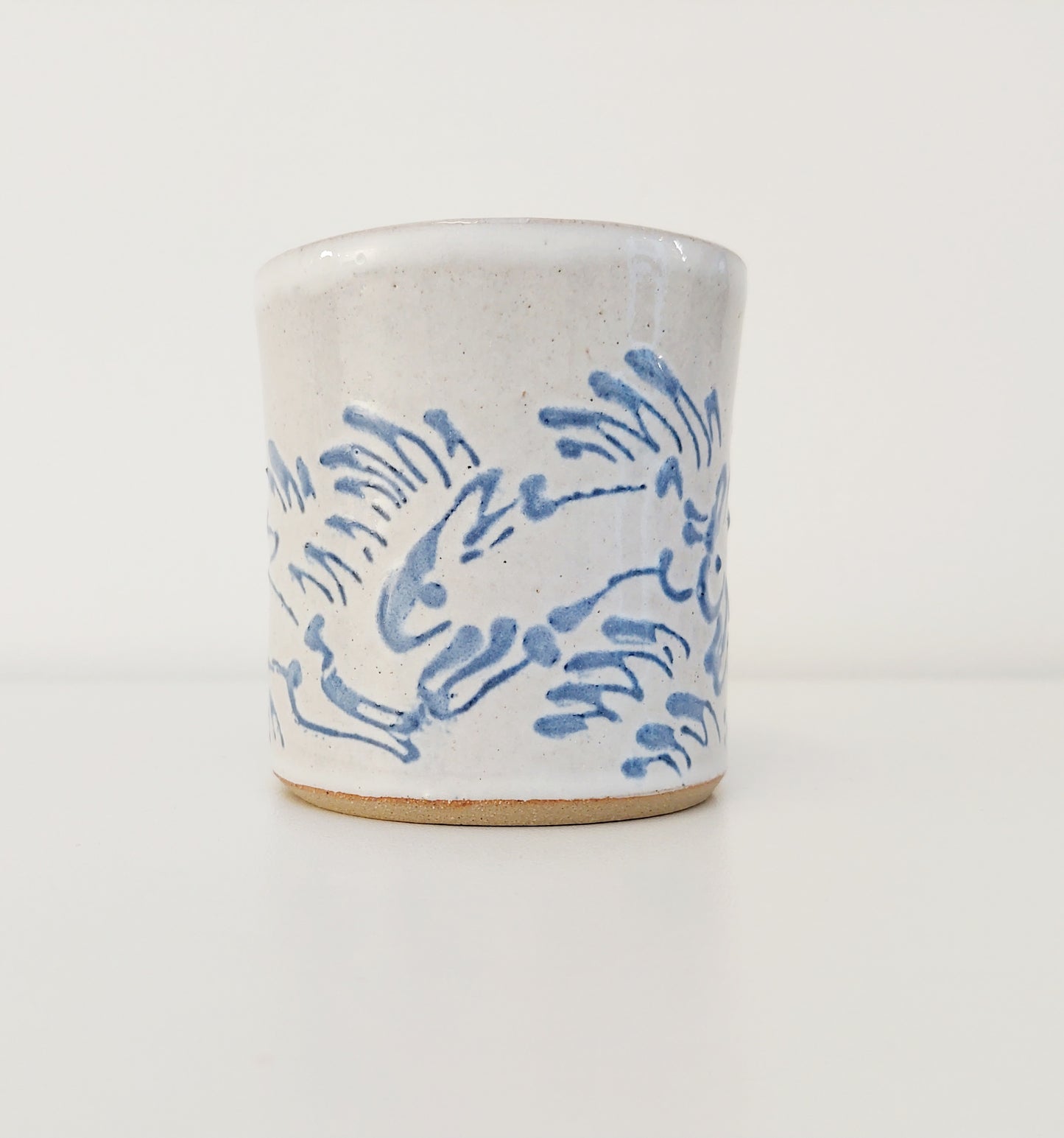 Handcrafted Earthenware Mug – Hans Ullrich | Blue & White Hare Design