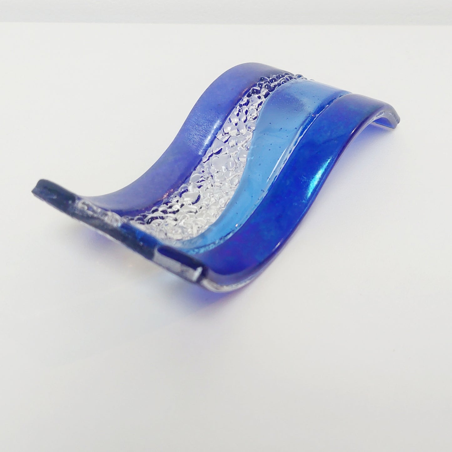 Sparkling Blue Glass Wave Ornament