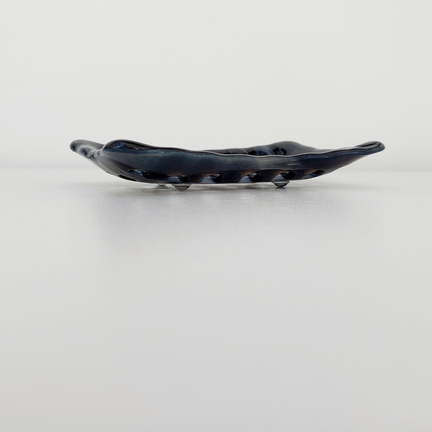 Rectangular Stone Grey Glass Soap Dish with Holes