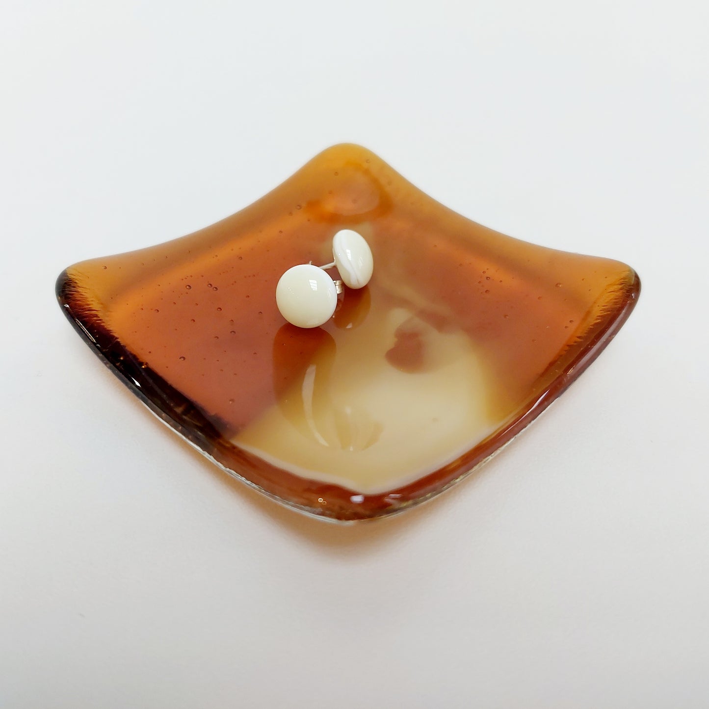 Amber Glass Art Ring Dish