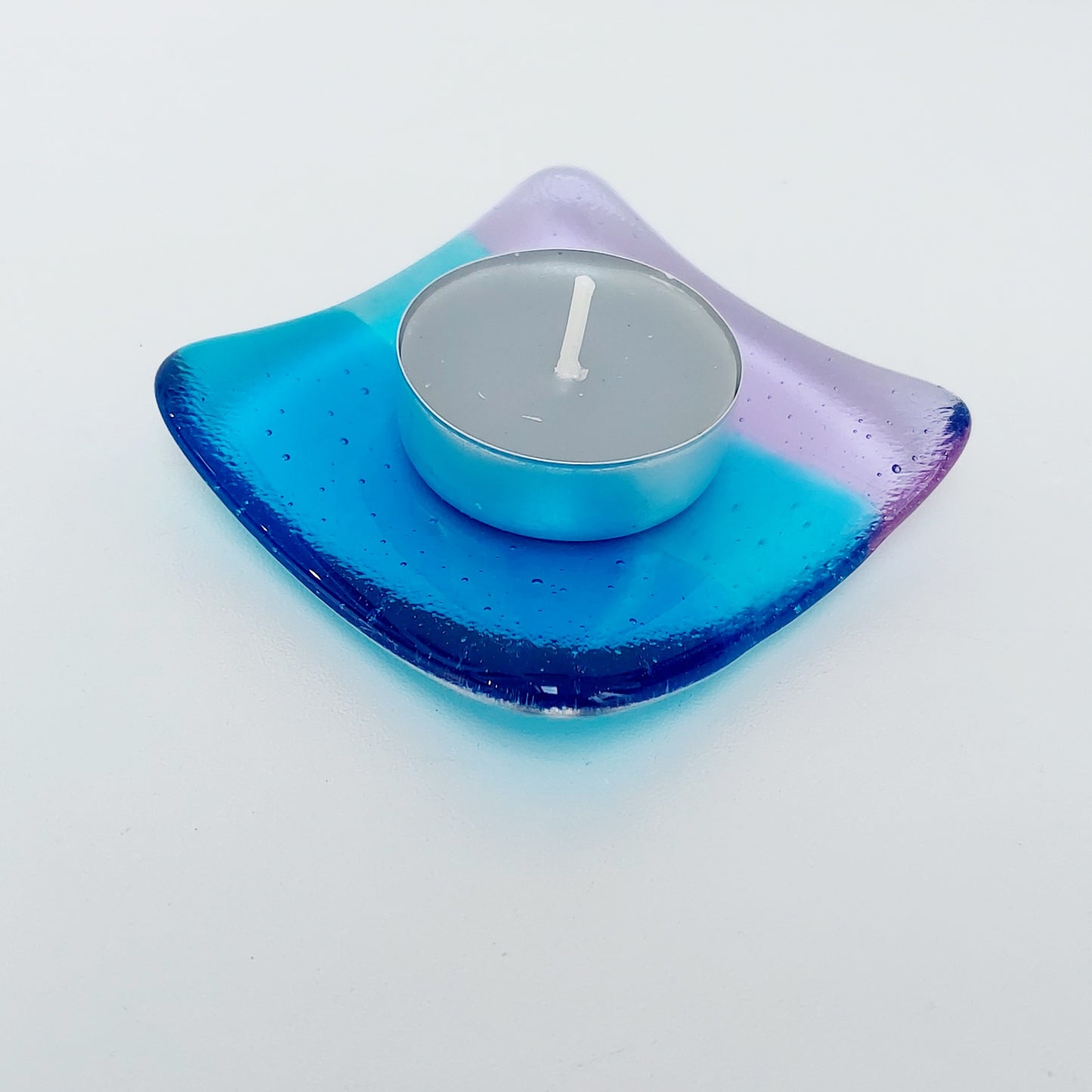 Turquoise & Lilac Glass Ring Dish, Small Bedside Table Trinket Dish