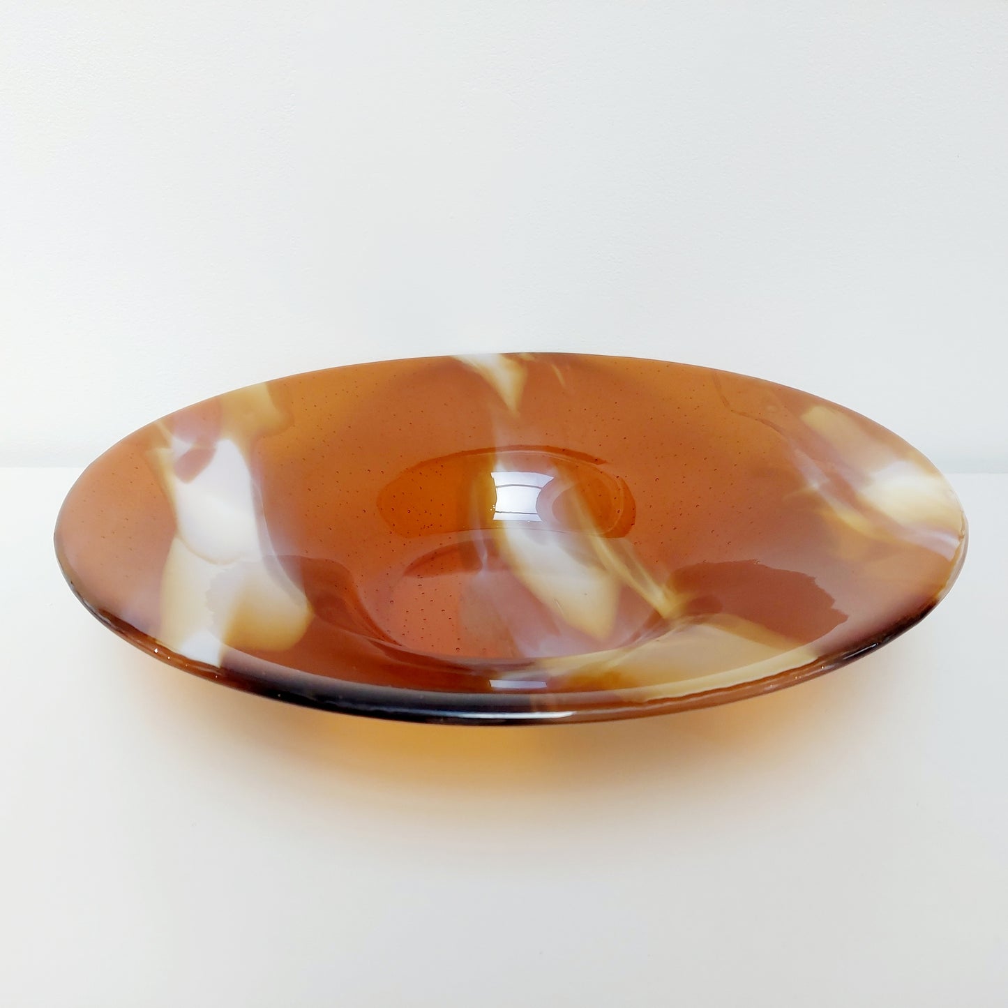 Large Artisan Amber Glass Bowl