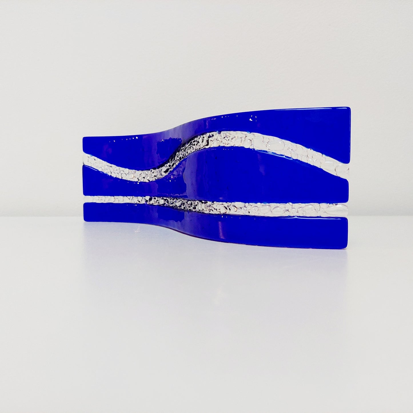 Handmade Cobalt Blue Glass Wave, Lake District Inspired Sculpture