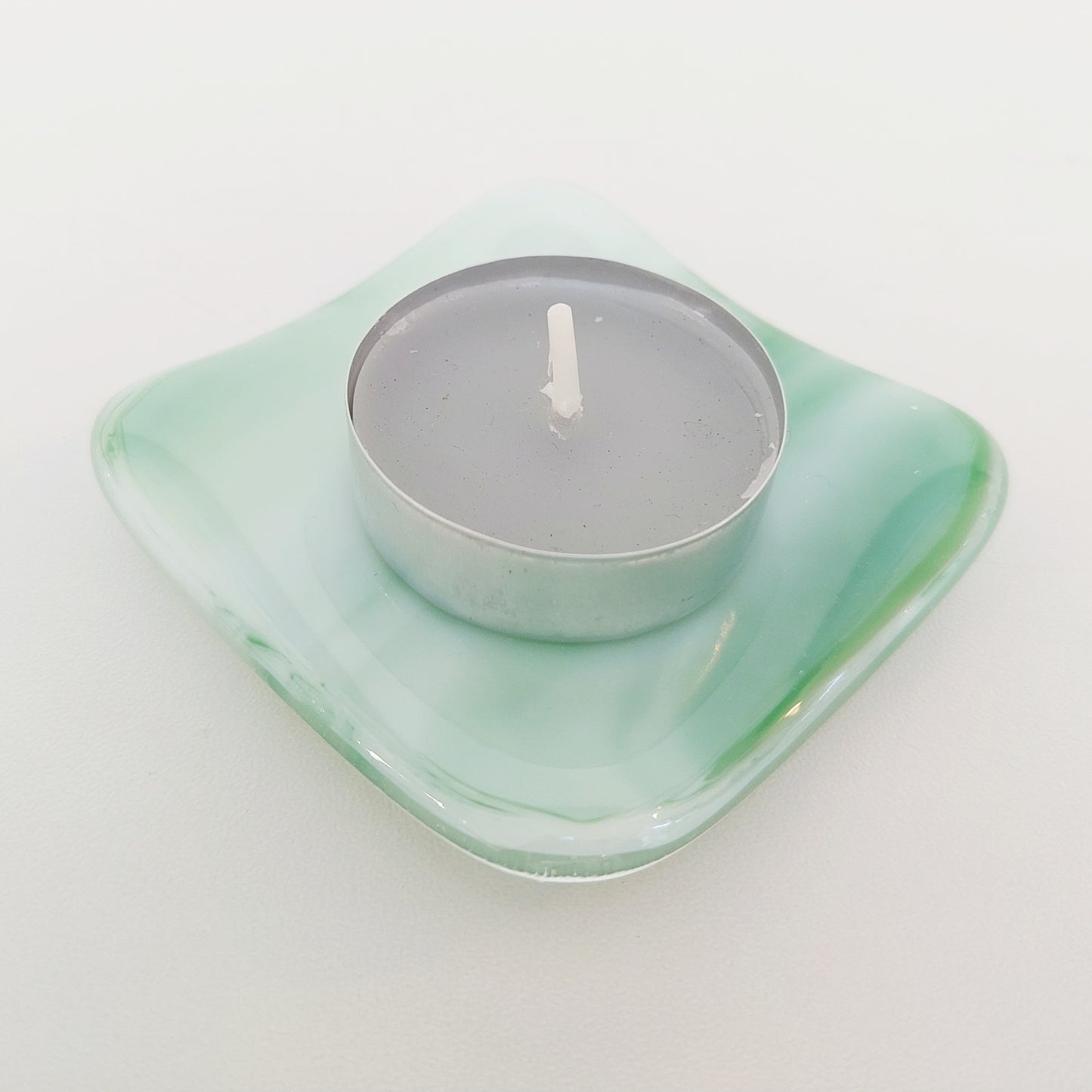 Prelude to Spring Ring Bowl, Small Light Green Glass Art Trinket Dish