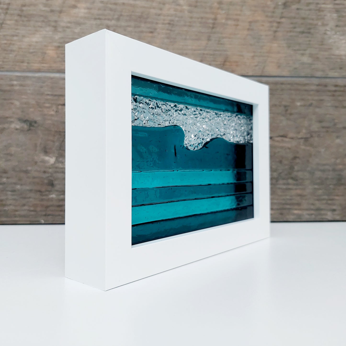 Handcrafted Teal & Aqua Framed Glass Picture - Lake District Inspired