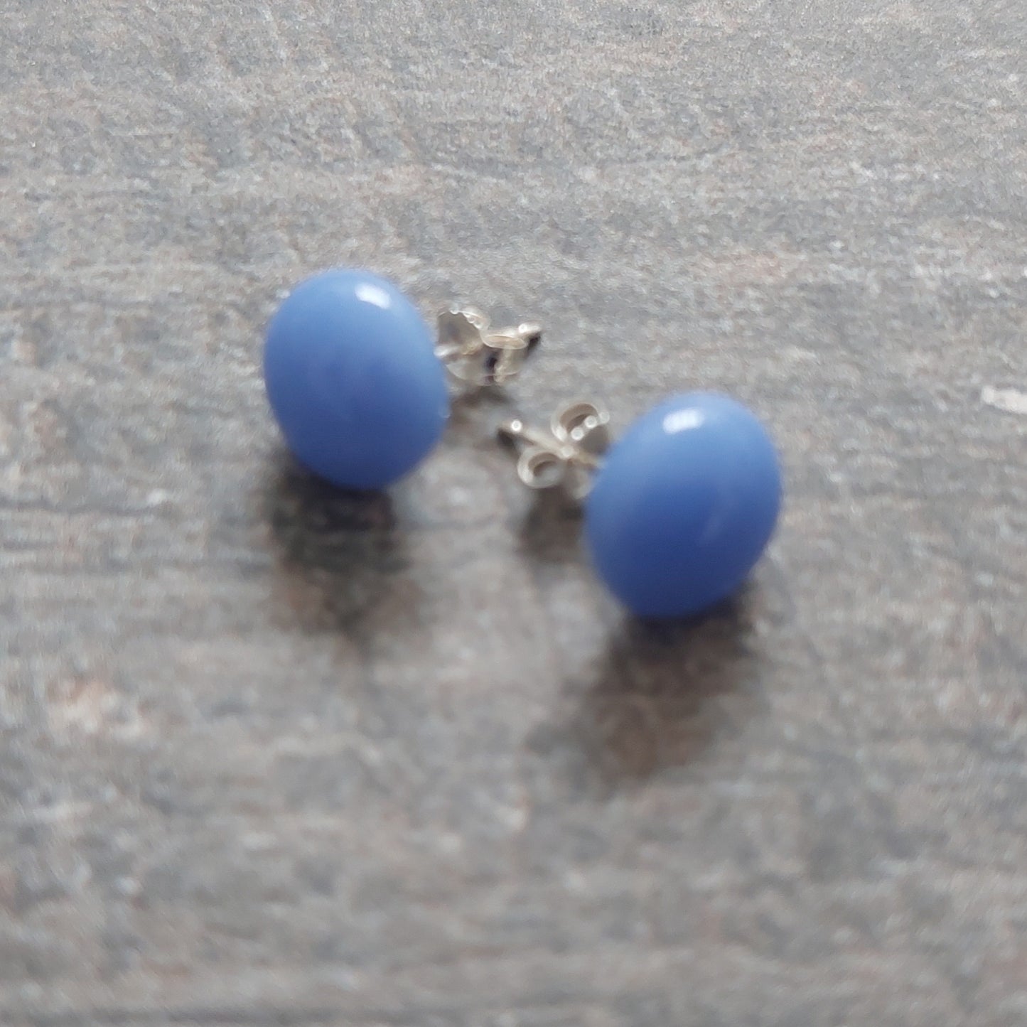 Periwinkle Glass Stud Earrings with Sterling Silver Posts
