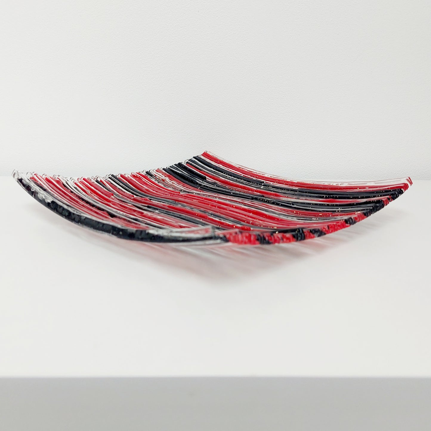 Red and Black Textured Glass Plate